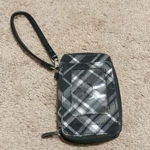 Thirty-One Wristlet in black and white plaid